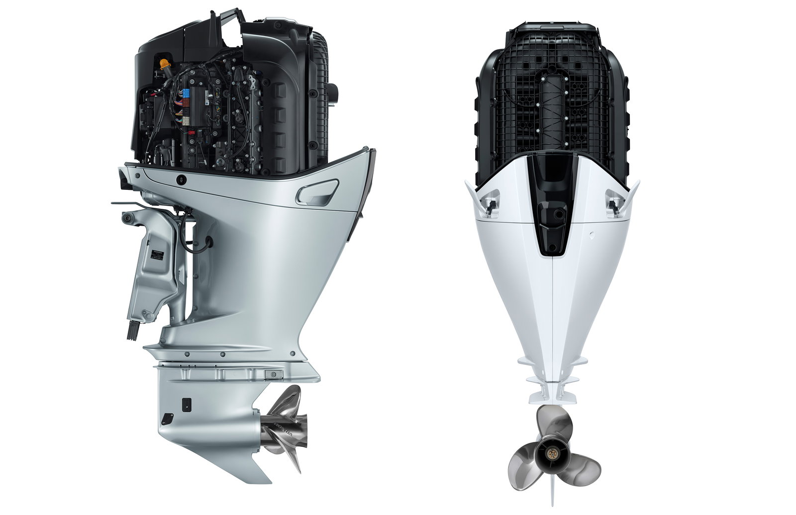 Honda B350 outboard V8 with engine cover removed